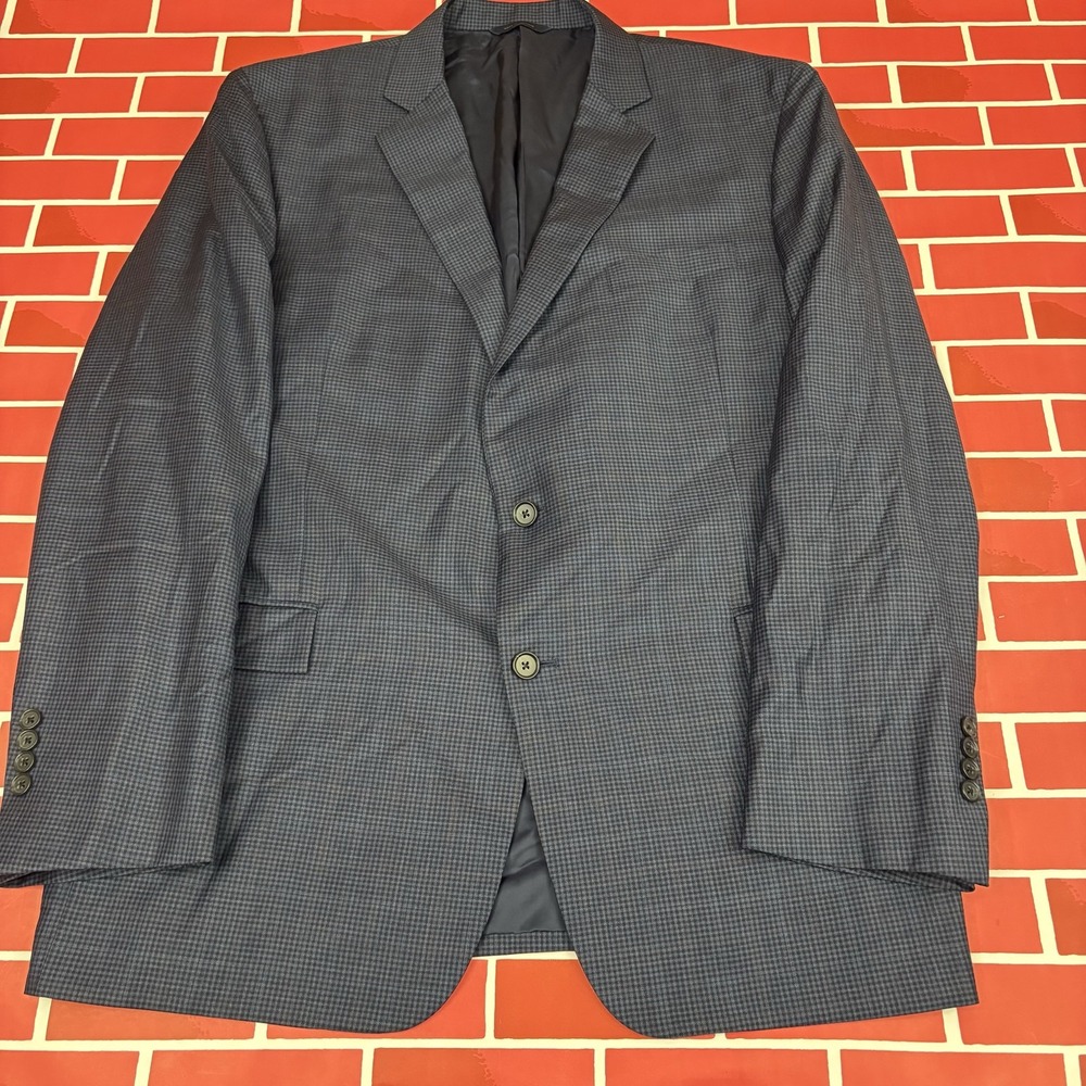 Brooks Brothers Regent Fit Blazer Blue Black 48L 100% Wool Reda Fabric